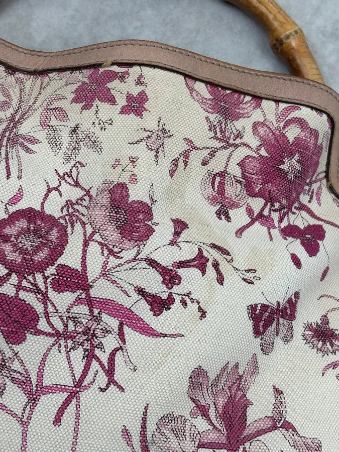 SS2007 Gucci Creamy Pink Peggy Floral Bamboo Handle Bag by Frida Giannini jSkuNiF 12