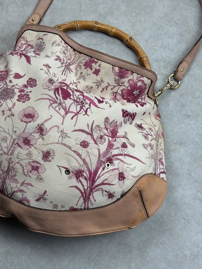 SS2007 Gucci Creamy Pink Peggy Floral Bamboo Handle Bag by Frida Giannini jSkuNiF 11