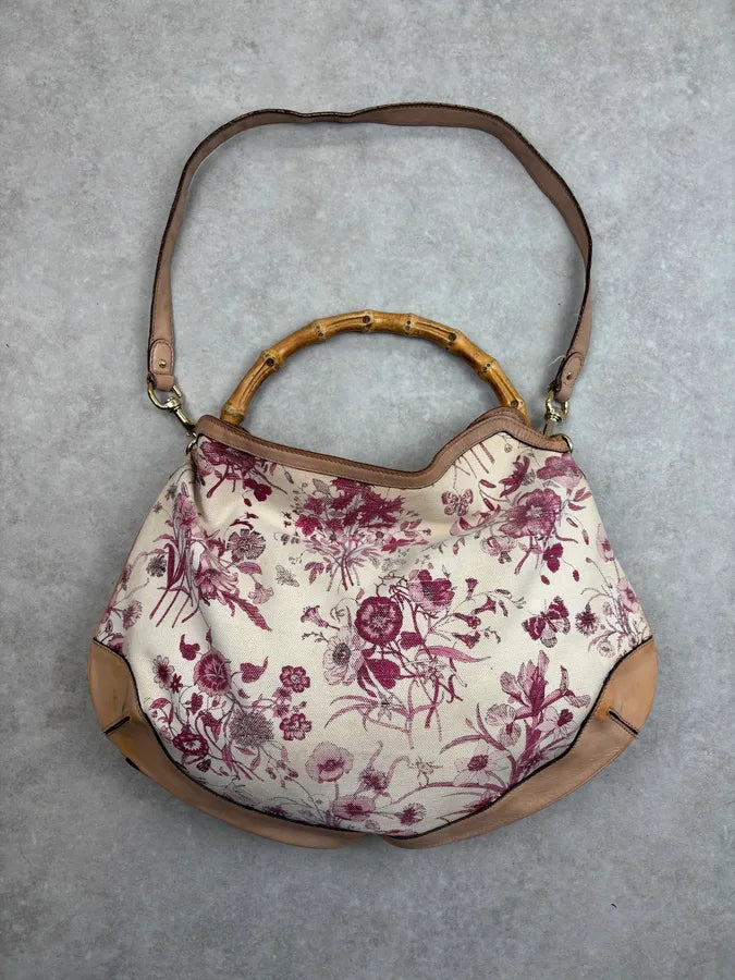 SS2007 Gucci Creamy Pink Peggy Floral Bamboo Handle Bag by Frida Giannini jSkuNiF 0