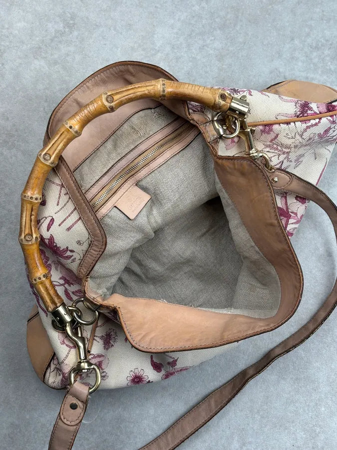 SS2007 Gucci Creamy Pink Peggy Floral Bamboo Handle Bag by Frida Giannini jSkuNiF 16