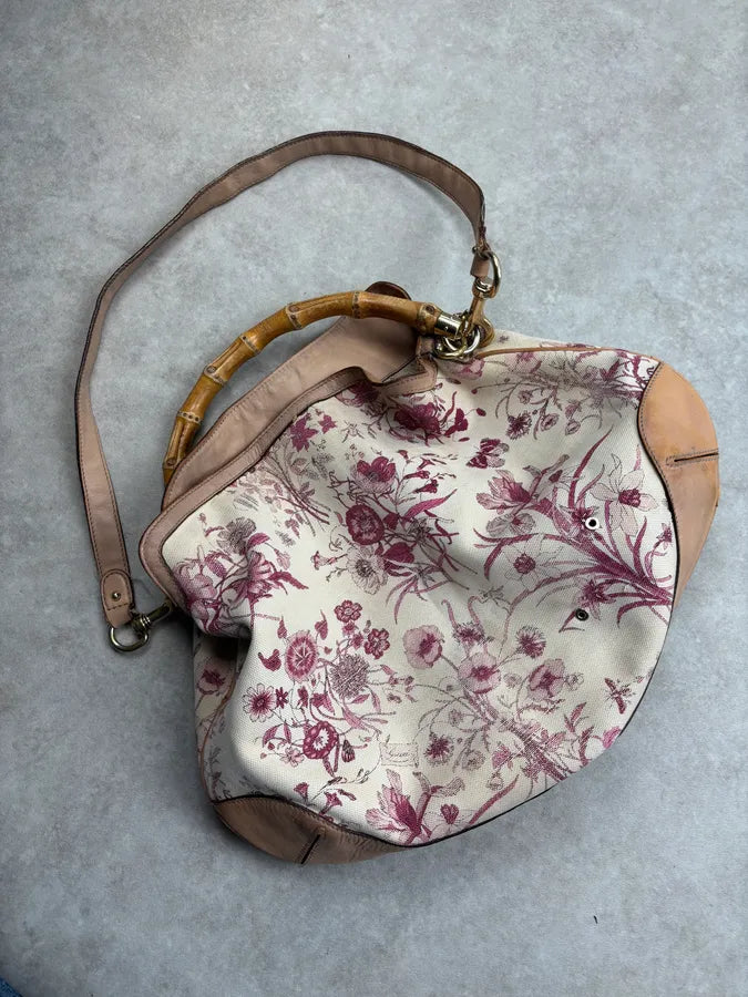 SS2007 Gucci Creamy Pink Peggy Floral Bamboo Handle Bag by Frida Giannini jSkuNiF 15