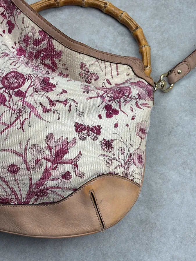 SS2007 Gucci Creamy Pink Peggy Floral Bamboo Handle Bag by Frida Giannini jSkuNiF 4