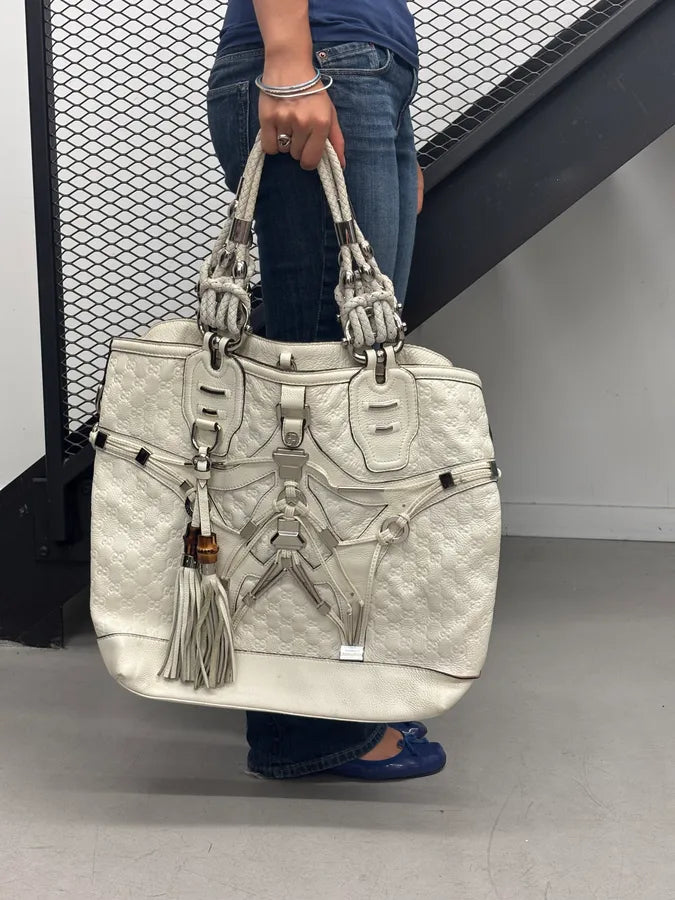 SS2010 Gucci Cream Leather Horsebit Tote Bag by Frida Giannini YtFlnXO 3
