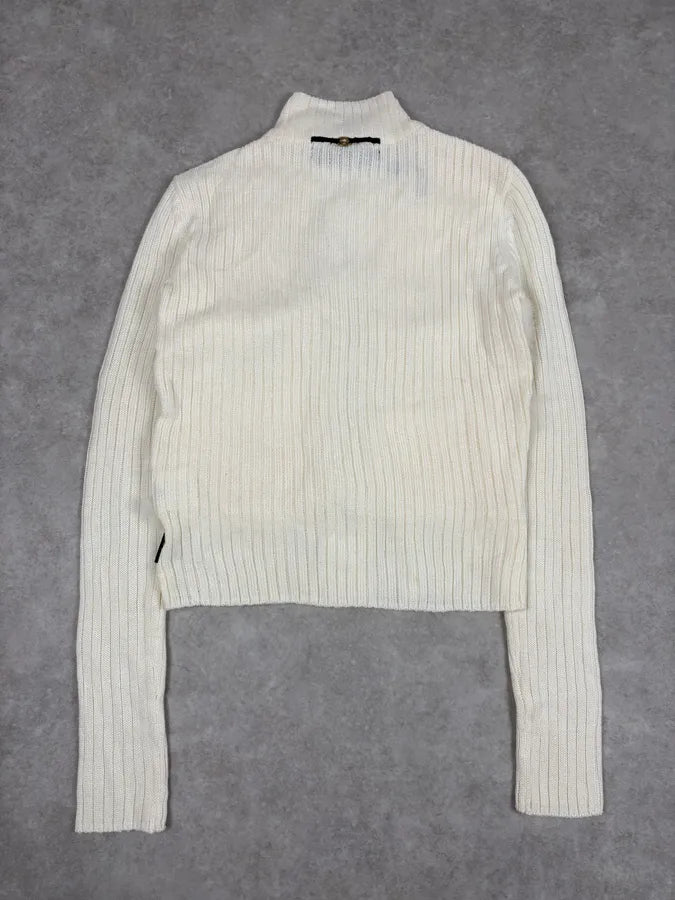 SS2003 Gucci Cream White Fur Wool Sleeves Zip-Up Sweater zvaxyRs 5
