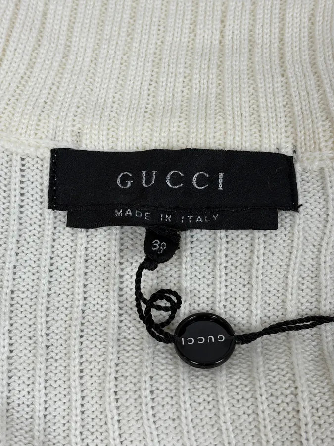 SS2003 Gucci Cream White Fur Wool Sleeves Zip-Up Sweater zvaxyRs 12