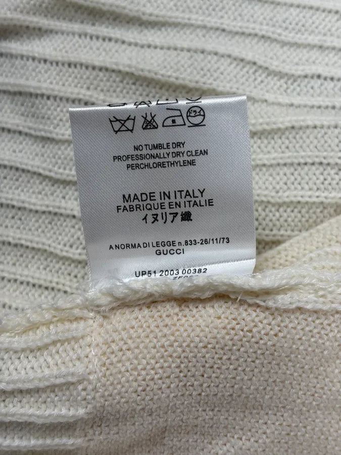 SS2003 Gucci Cream White Fur Wool Sleeves Zip-Up Sweater zvaxyRs 13