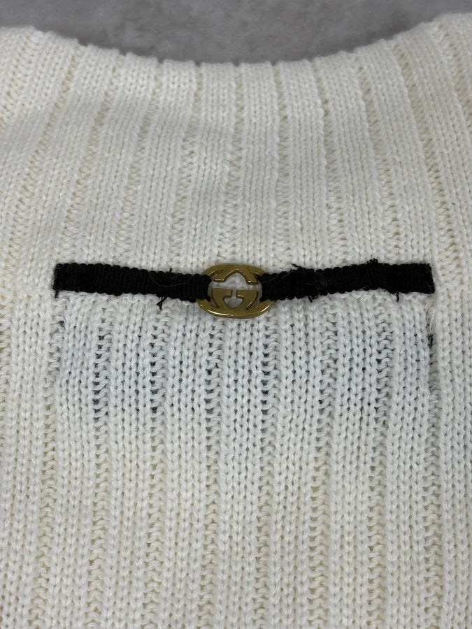 SS2003 Gucci Cream White Fur Wool Sleeves Zip-Up Sweater zvaxyRs 9