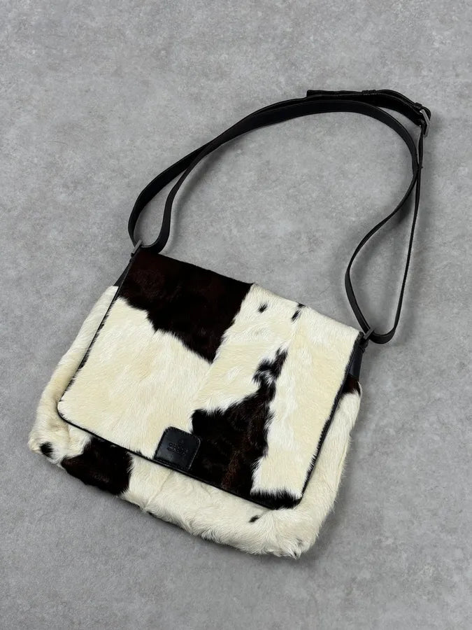 2000s Gucci Creamy Fur Cowhide Effect Shoulder Bag QjrhjAd 5
