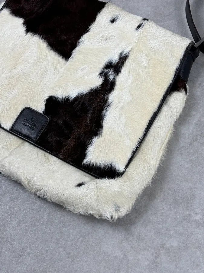 2000s Gucci Creamy Fur Cowhide Effect Shoulder Bag QjrhjAd 6