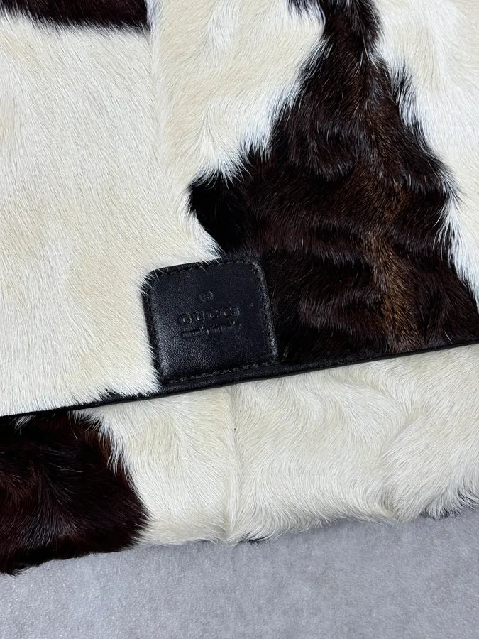 2000s Gucci Creamy Fur Cowhide Effect Shoulder Bag QjrhjAd 7