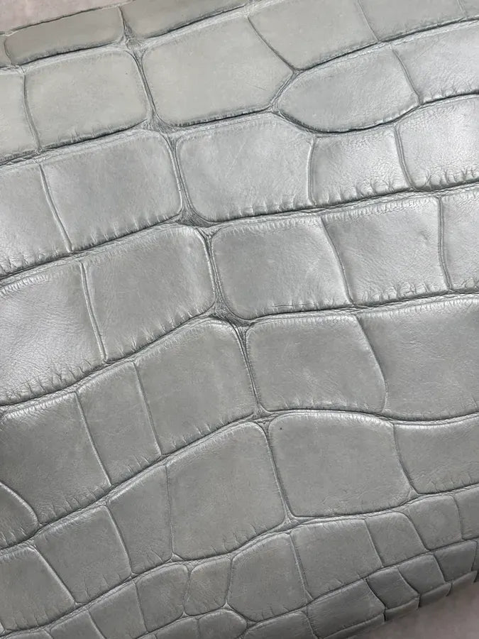 2000s Gucci Crocodile Indy Baby Blue Grey Bamboo Frange Bag by Frida Giannini dPvKTyG 19
