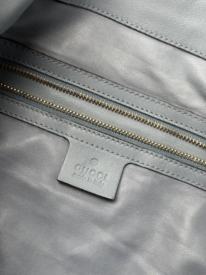 2000s Gucci Crocodile Indy Baby Blue Grey Bamboo Frange Bag by Frida Giannini dPvKTyG 21