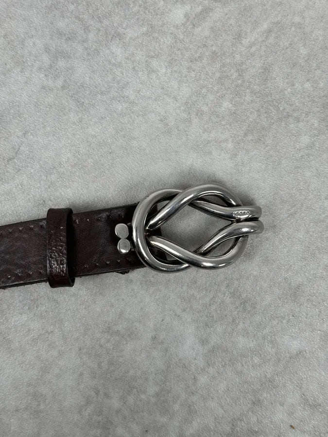 2000s Gucci Curved Brown Leather Belt EoQQFat 4