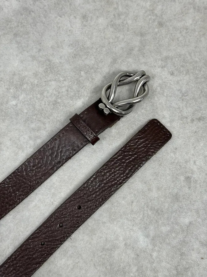 2000s Gucci Curved Brown Leather Belt EoQQFat 3