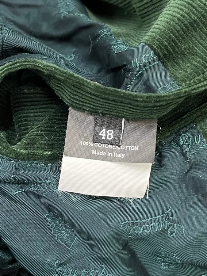 2000s Gucci Dark Green Corduroy Double-Breasted Long Trench Coat pCAdxhu 12