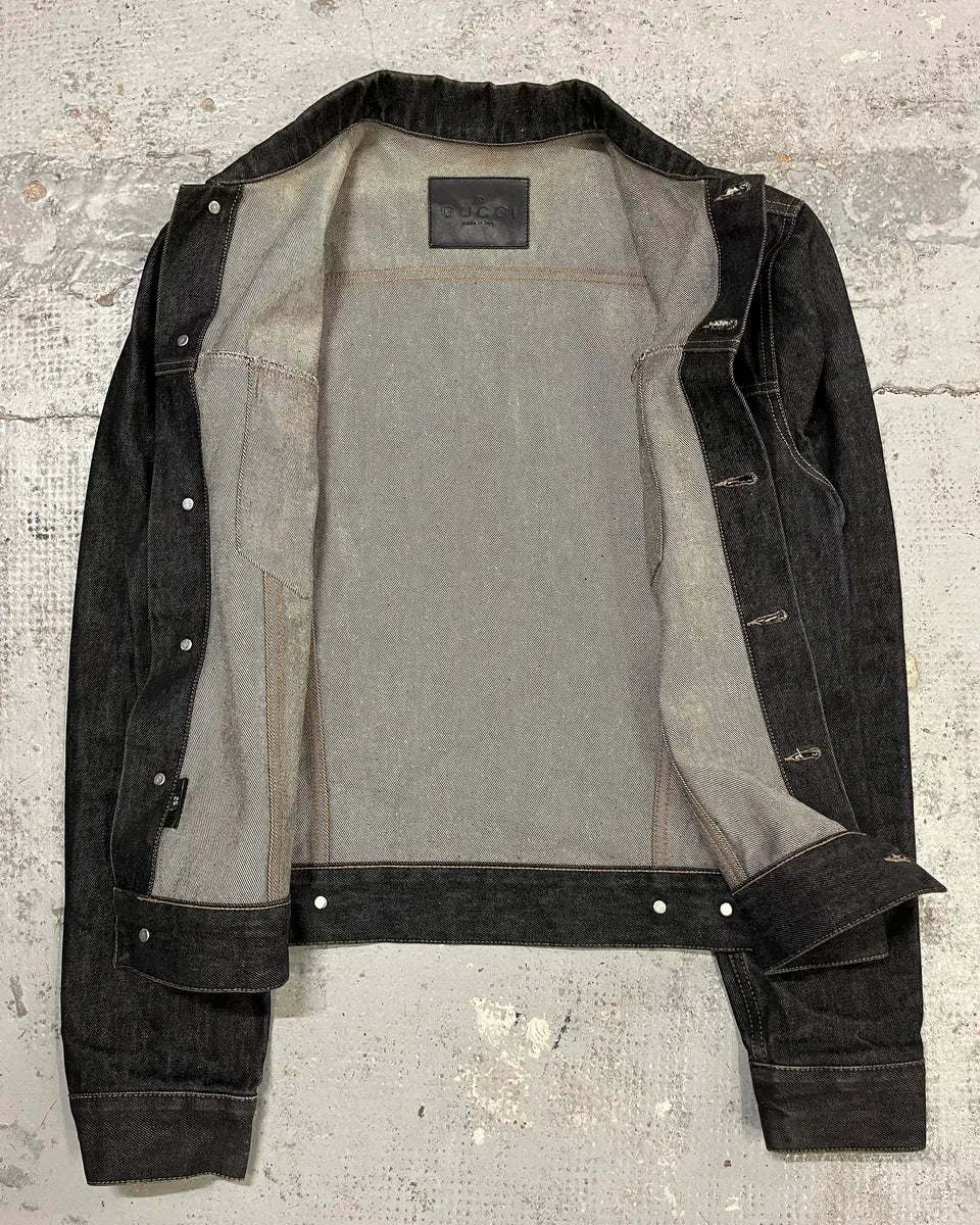 2000s Gucci Dark Grey Classy Denim Jacket  NwzeDej 7