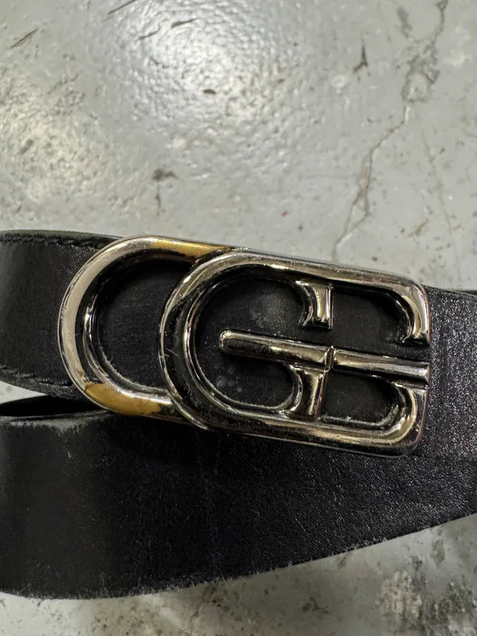 2000s Gucci Double G Black Leather Belt (OS) aYnqlSz 3