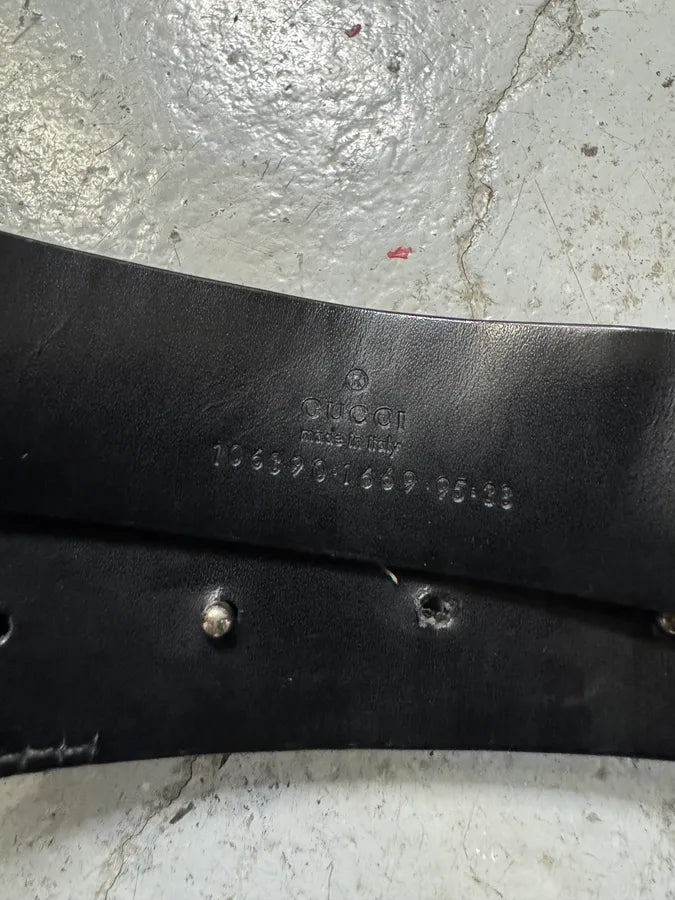 2000s Gucci Double G Black Leather Belt (OS) aYnqlSz 4