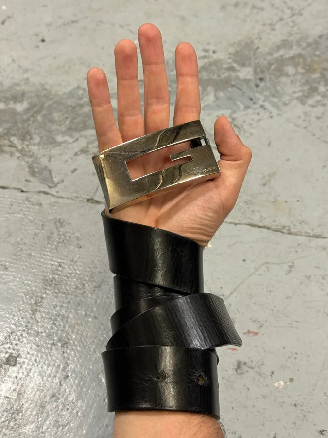 2000s Gucci G Black Leather Belt eexZnUo 0