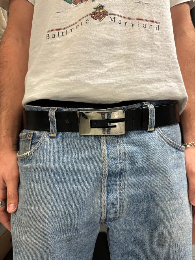 2000s Gucci G Black Leather Belt eexZnUo 1