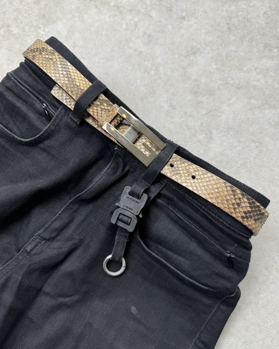 2000s Gucci G Buckle Beige Python Leater Belt by Tom Ford YlOtRPX 1