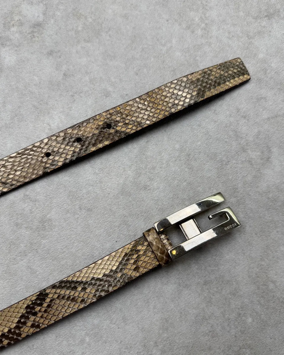 2000s Gucci G Buckle Beige Python Leater Belt by Tom Ford YlOtRPX 3