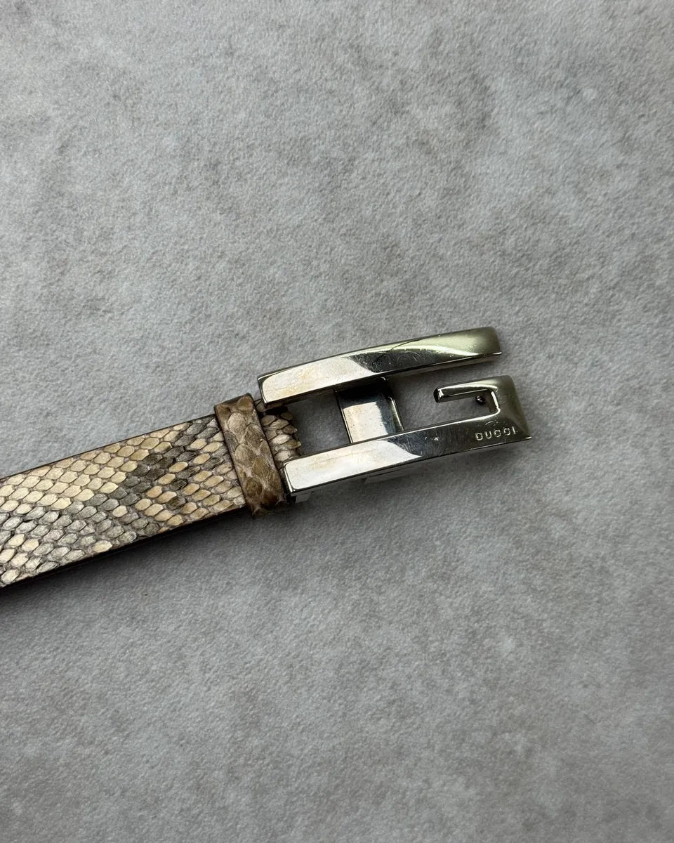 2000s Gucci G Buckle Beige Python Leater Belt by Tom Ford YlOtRPX 4