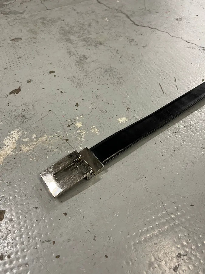 2000s Gucci G Logo Black Leather Belt fturOpp 5