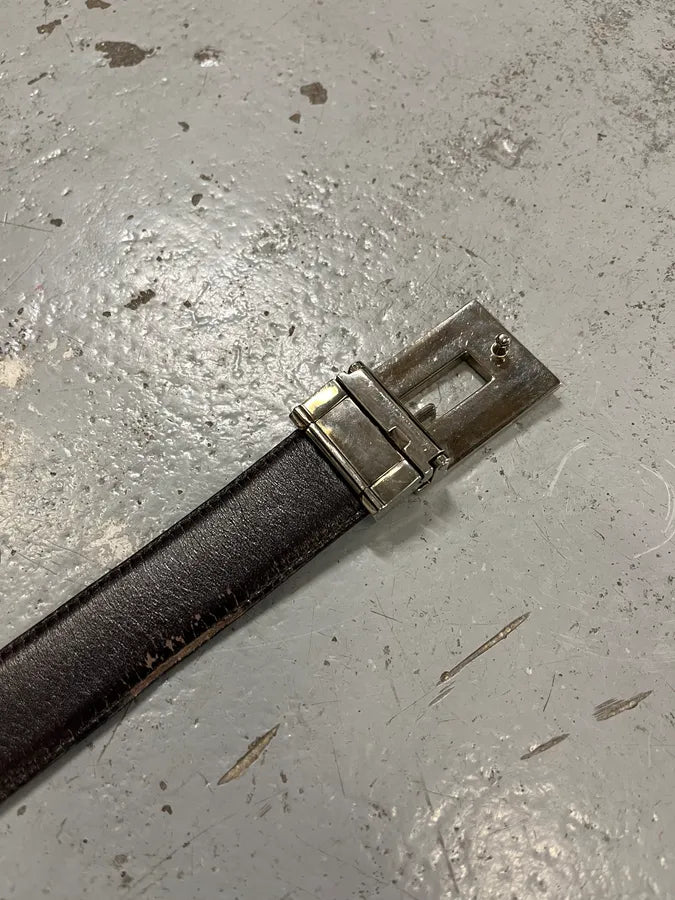 2000s Gucci G Logo Black Leather Belt fturOpp 7