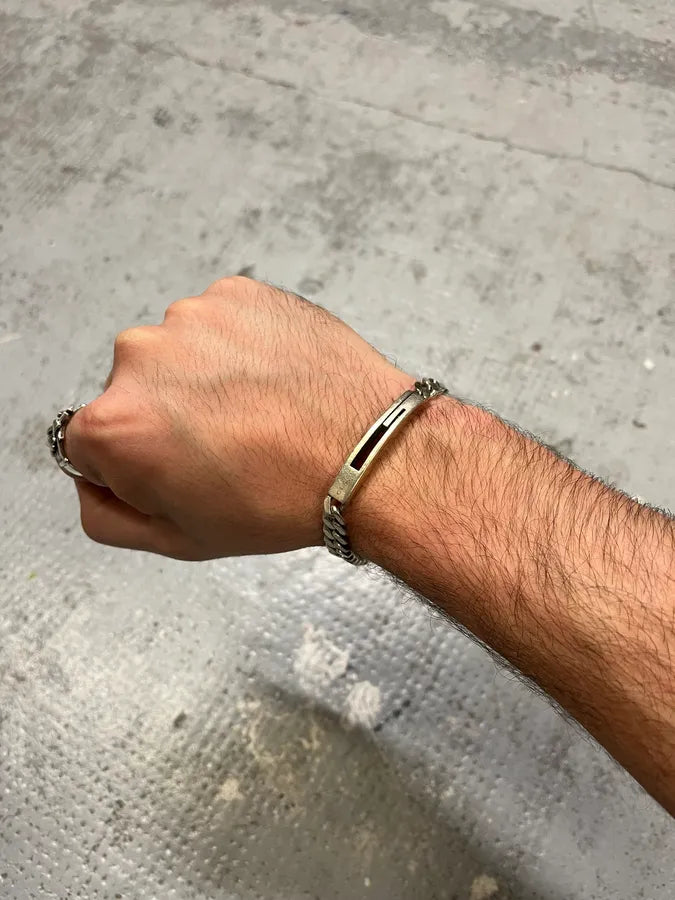 2000s Gucci G Propaganda Silver Grey Bracelet NkULSVg 0