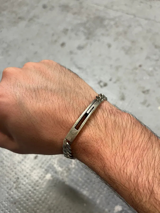 2000s Gucci G Propaganda Silver Grey Bracelet NkULSVg 1