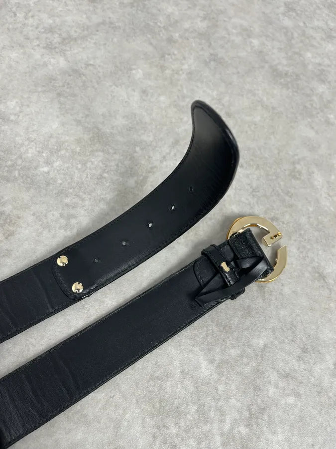 2000s Gucci Golden Bamboo Black Leather Belt VeIjqpa 4