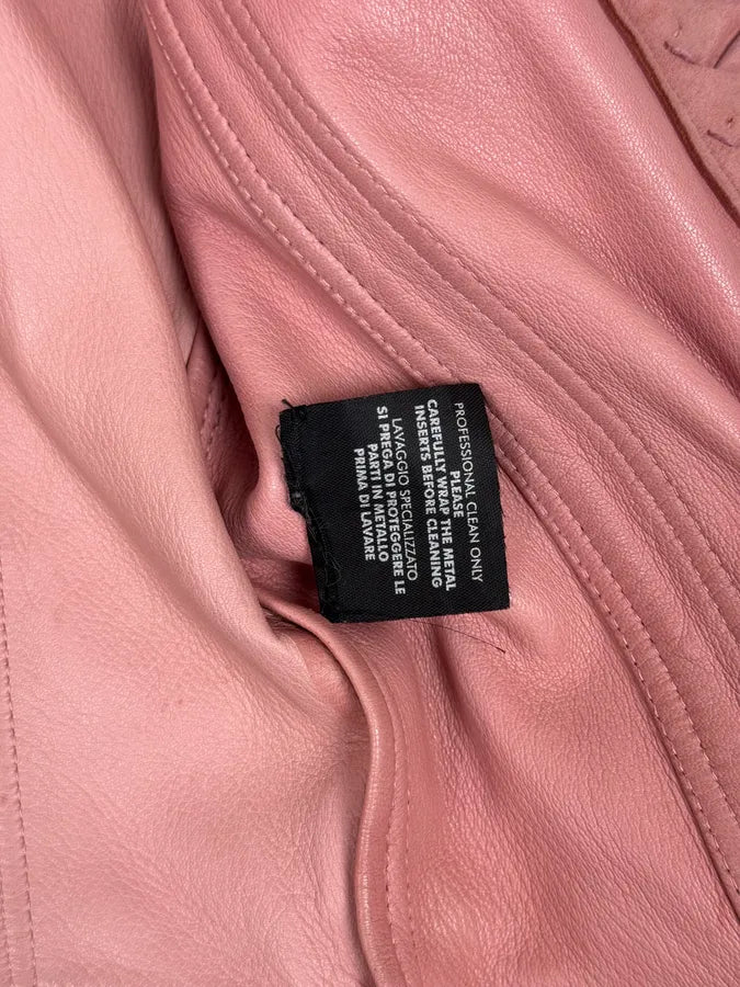 2000s Gucci Golden Circles Soft Pink Suede Leather Jacket svOGcqf 6