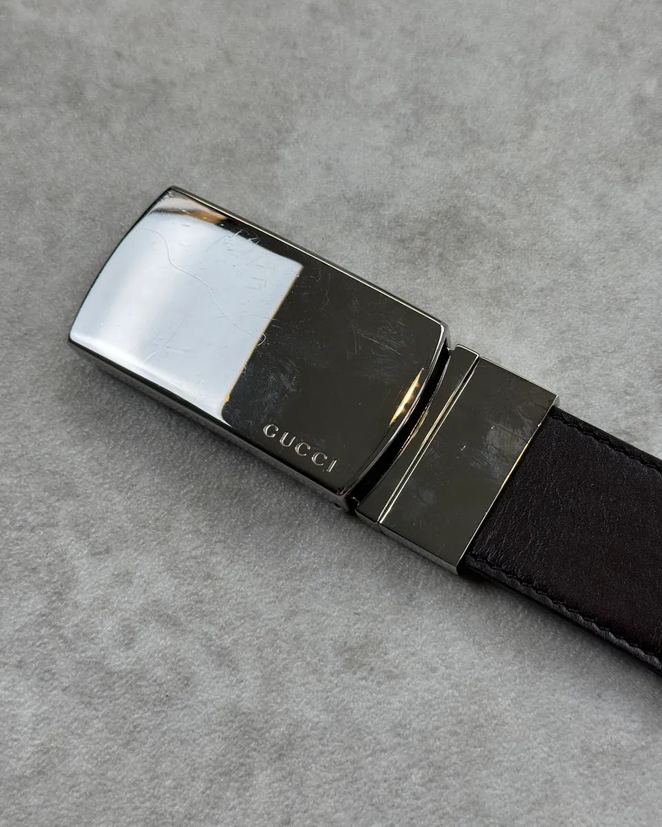 2000s Gucci Green & Red Canvas Brown Leather Belt by Tom Ford mlvgjmc 4
