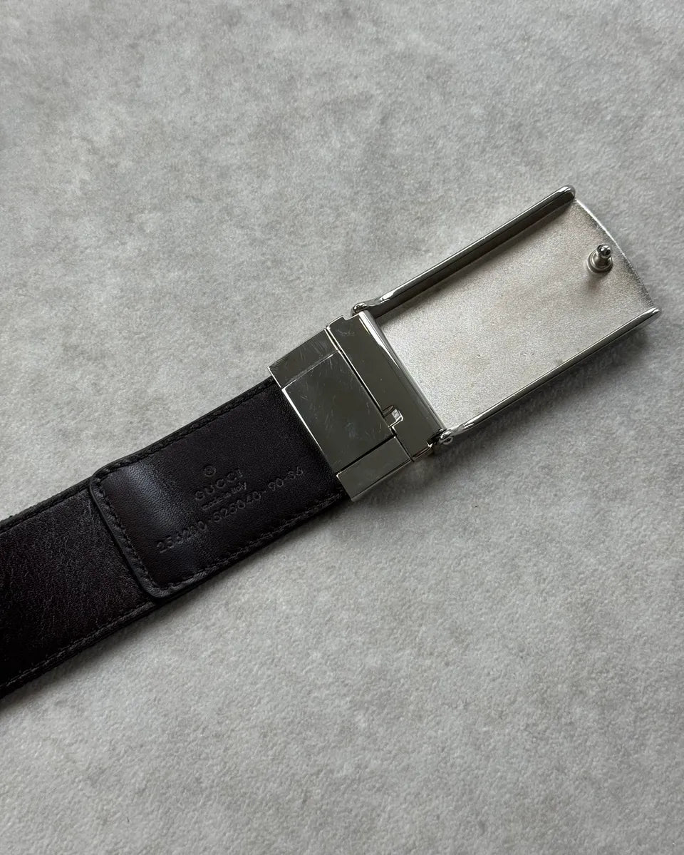 2000s Gucci Green & Red Canvas Brown Leather Belt by Tom Ford mlvgjmc 6