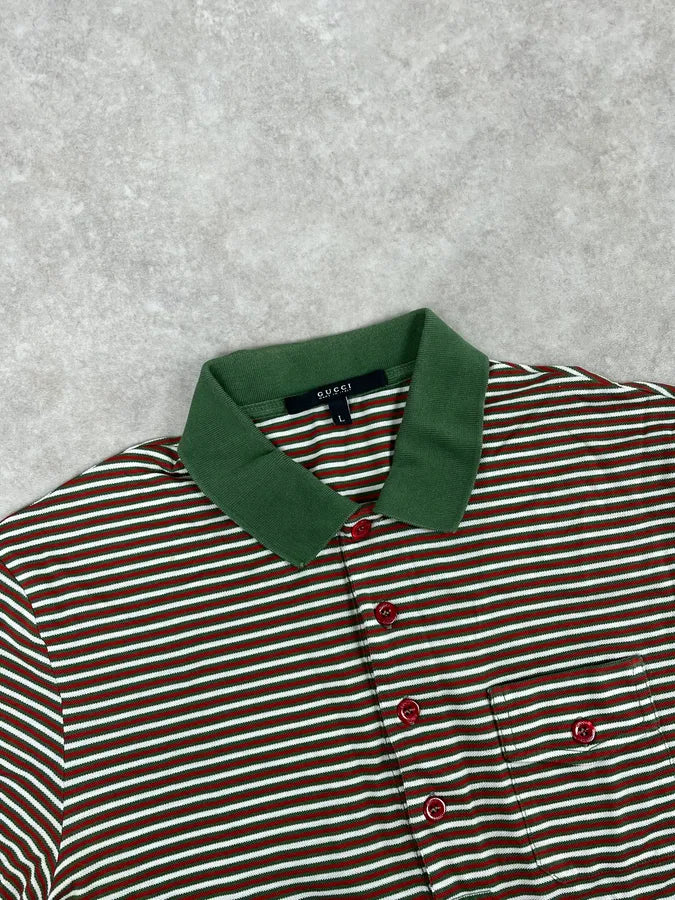 SS2009 Gucci Green & Red Striped Polo ezYZpeW 3