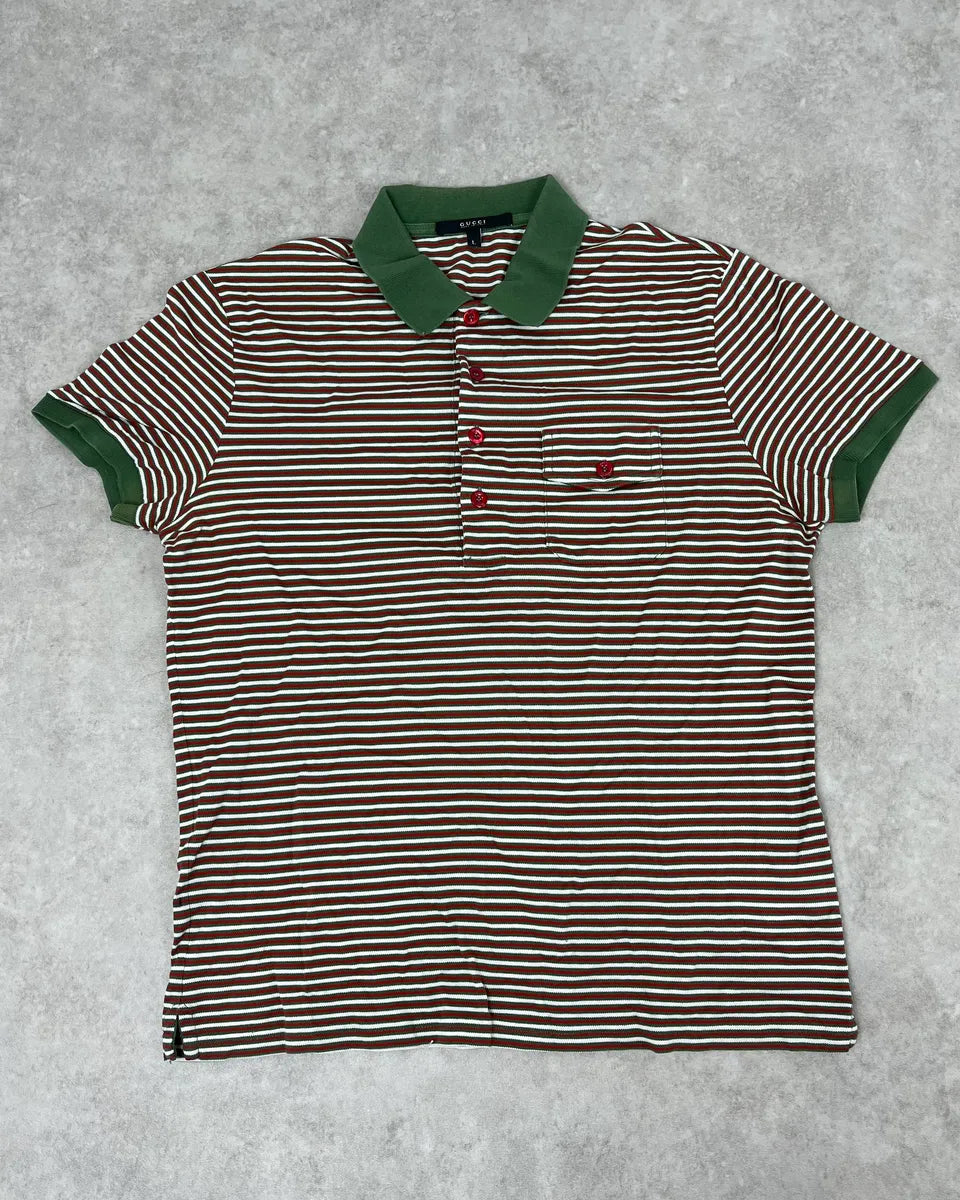SS2009 Gucci Green & Red Striped Polo ezYZpeW 0