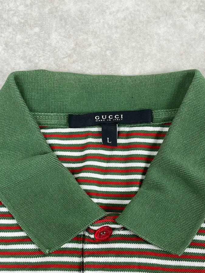 SS2009 Gucci Green & Red Striped Polo ezYZpeW 8