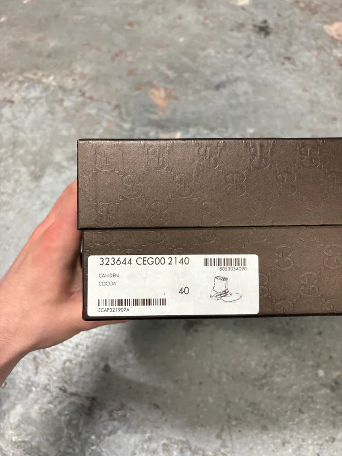 2000s Gucci Brown Biker Buckles Ankle Eroded Suede Leather Boots qoyLGrF 12