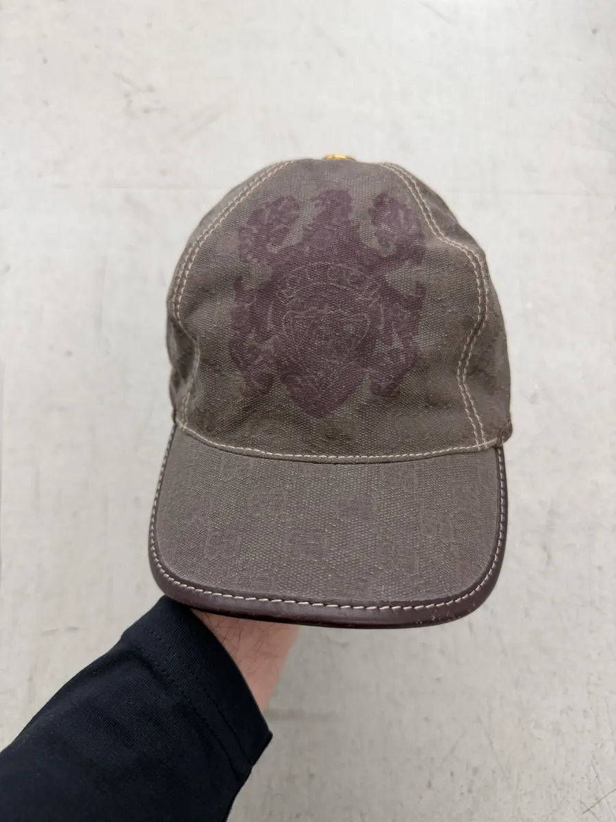 2000s Gucci Grey Canvas Monogram Blason Cap fpsbrsC 0