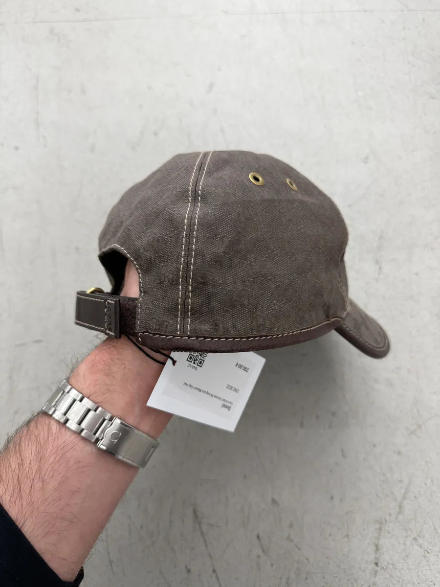 2000s Gucci Grey Canvas Monogram Blason Cap fpsbrsC 1