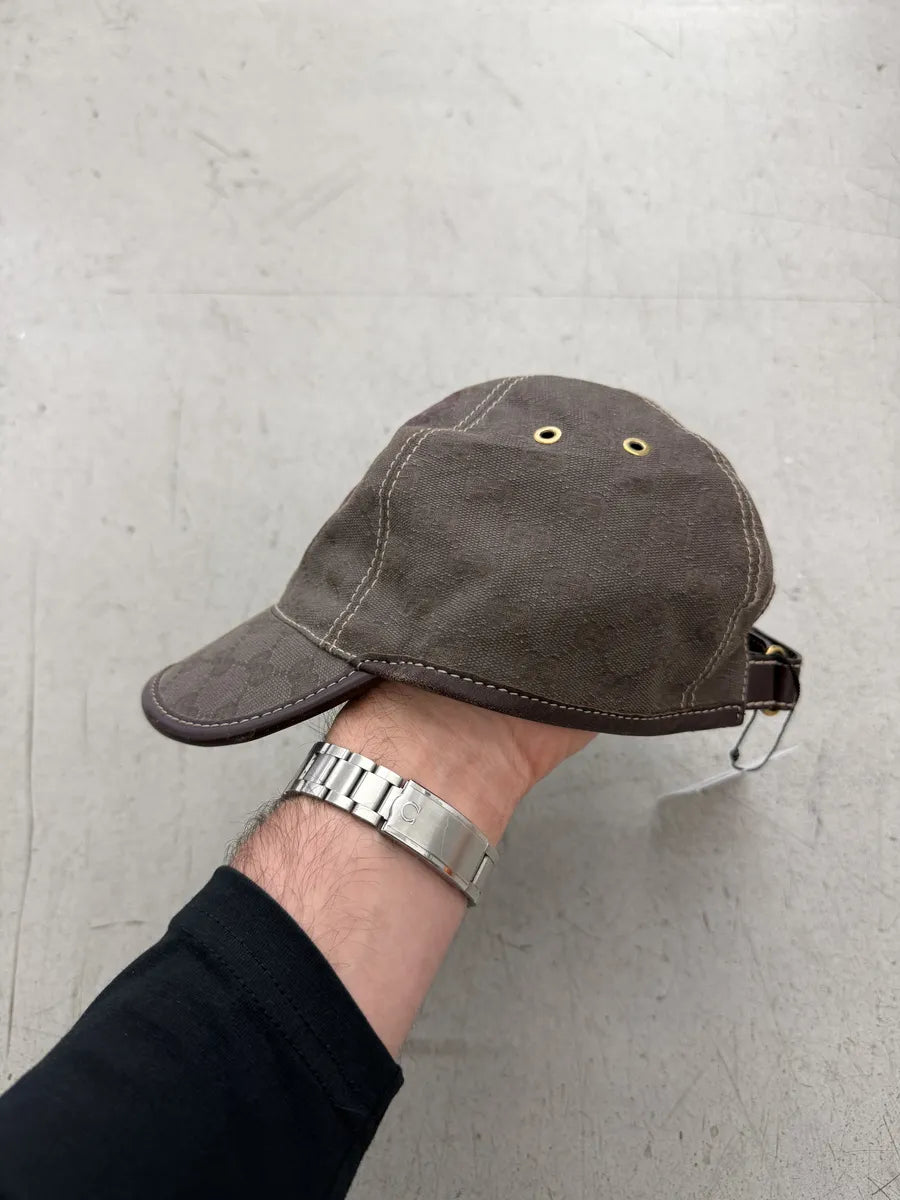 2000s Gucci Grey Canvas Monogram Blason Cap fpsbrsC 10