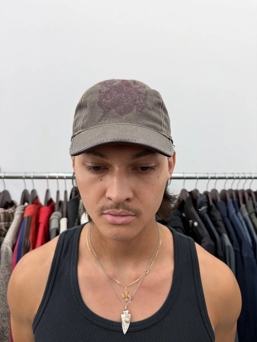 2000s Gucci Grey Canvas Monogram Blason Cap fpsbrsC 5