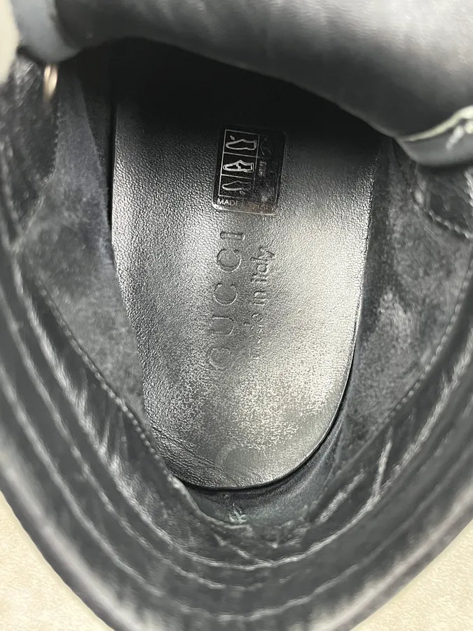 2000s Gucci Grey Leather Monogram High Sneakers AvsIdEp 9