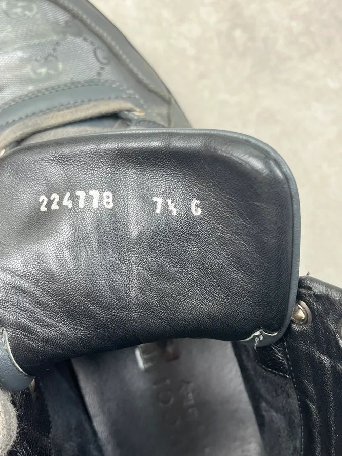 2000s Gucci Grey Leather Monogram High Sneakers AvsIdEp 8