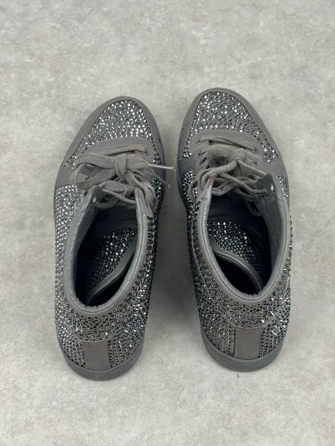 2000s Gucci Grey Leather Swarovski Crystal High-Top Sneakers LIVJyEU 11