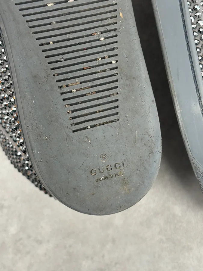 2000s Gucci Grey Leather Swarovski Crystal High-Top Sneakers LIVJyEU 15