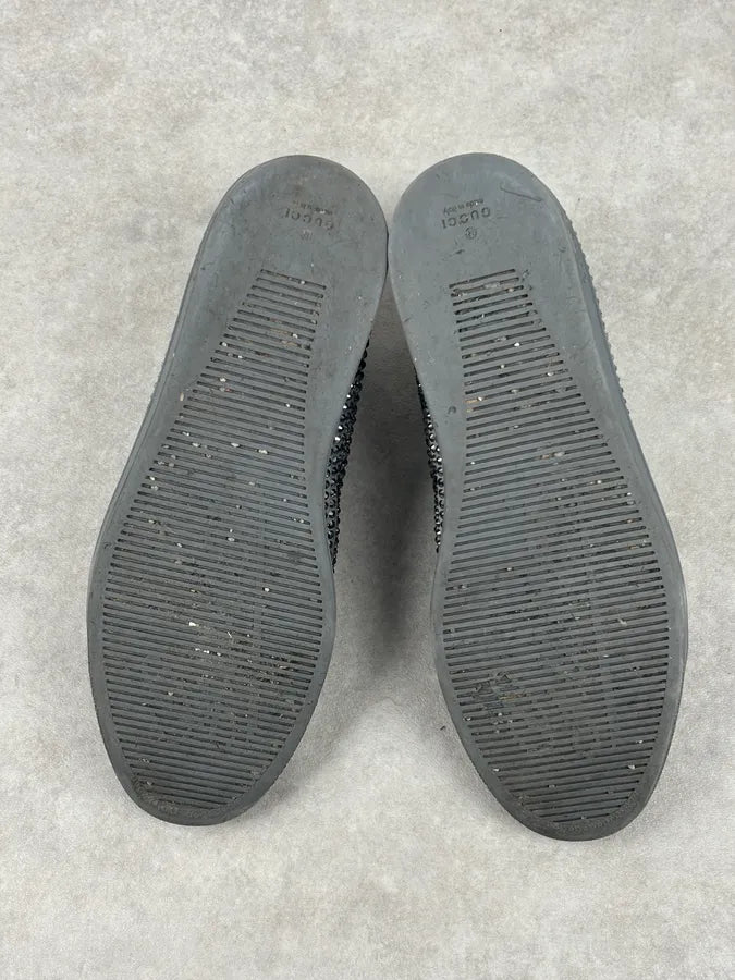 2000s Gucci Grey Leather Swarovski Crystal High-Top Sneakers LIVJyEU 14