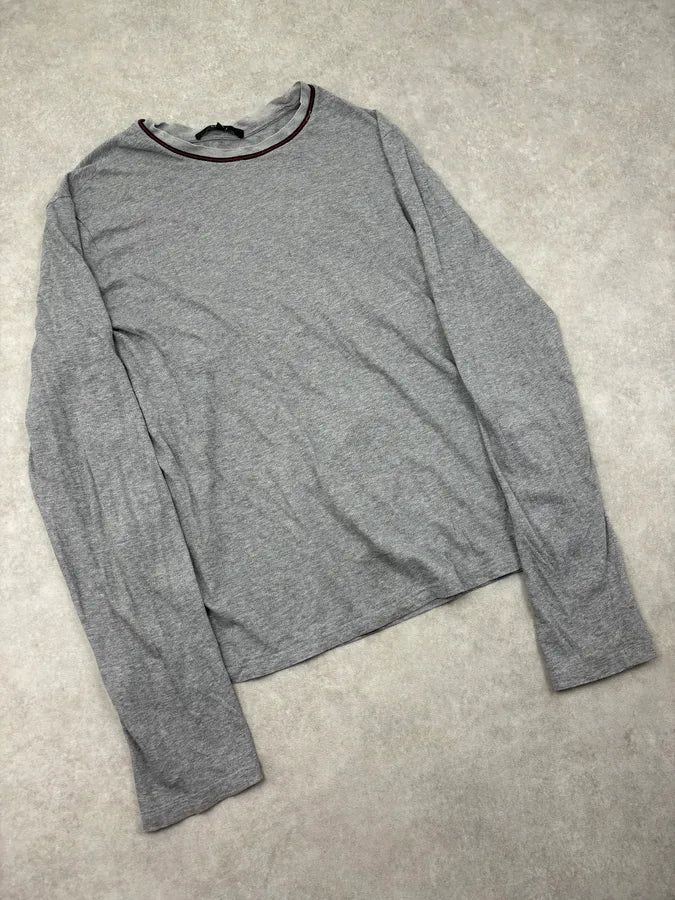 2000s Gucci Grey Longsleeve Contrast Stitch Longsleeves T-Shirt podrTJX 3
