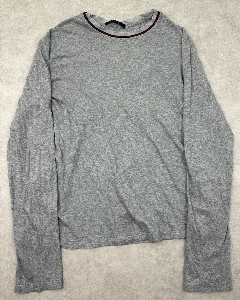 2000s Gucci Grey Longsleeve Contrast Stitch Longsleeves T-Shirt podrTJX 0